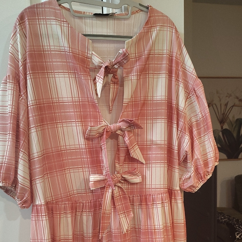 ASOS Pink Plaid Midi Dress